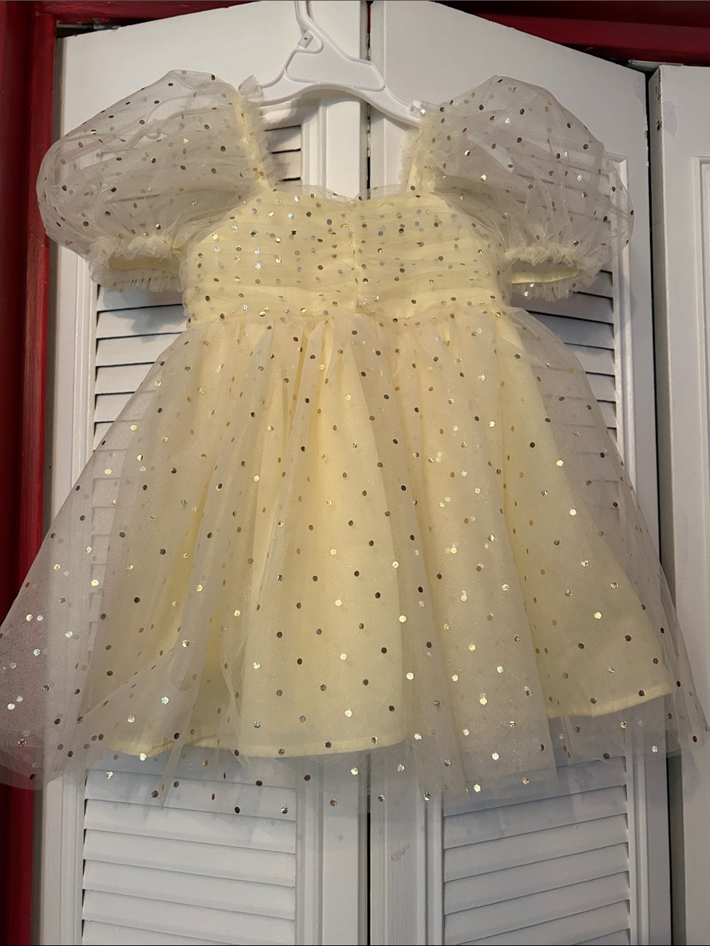 Yellow Polka Dot Tulle Party princess Dress 3T